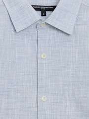 French Connection Blue Cotton Contrast Stitch Chest Pocket Short Sleeve Shirt - Image 6 of 6