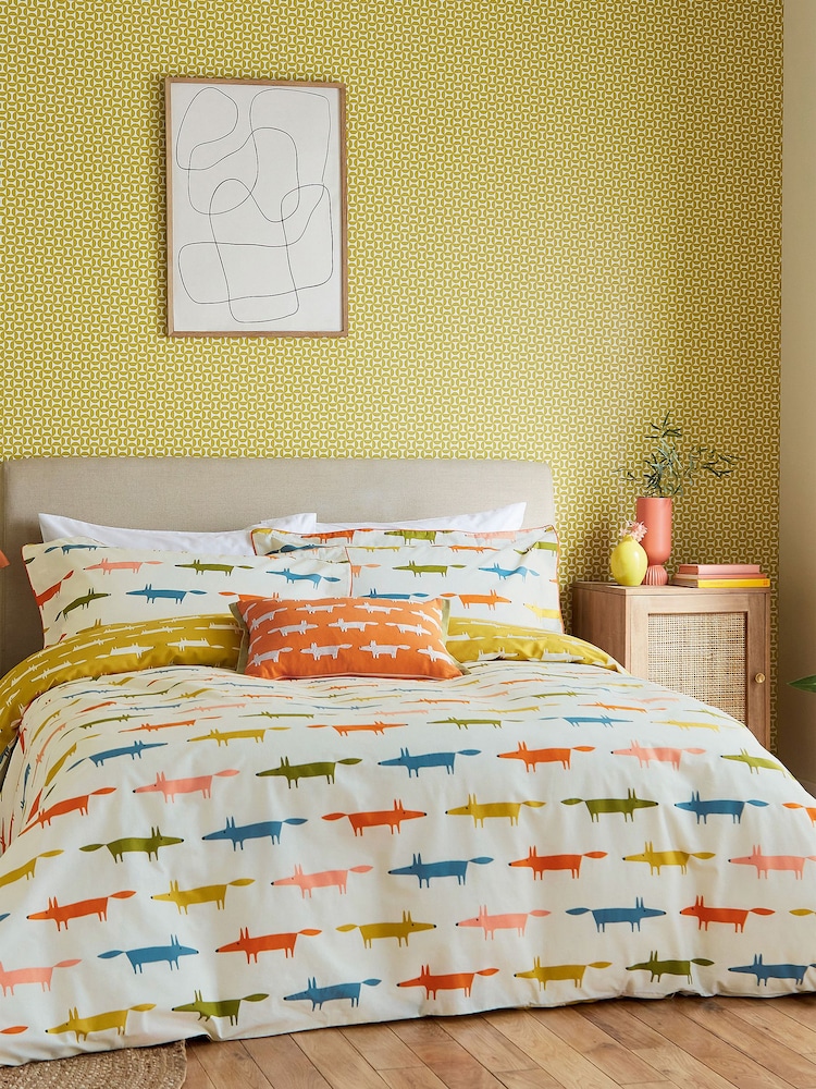 Scion Cream Little Mr Fox Birthday 100% Cotton Duvet Cover and Pillowcase Set - Image 1 of 5