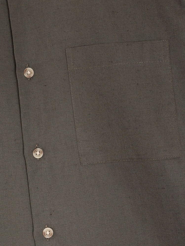 Зеленый - Рубашка с короткими рукавами из хлопка и льна Blend на кармане на груди French Connection - Изображение 6 6