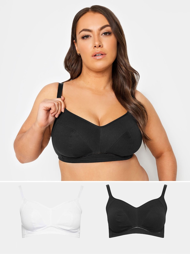 Yours Curve Black Non Wire Soft Cotton Bra 2-Pack - Image 1 of 5