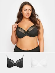 Yours Curve Black Non Padded Under Wired Bra 2 Pack - Image 1 of 8