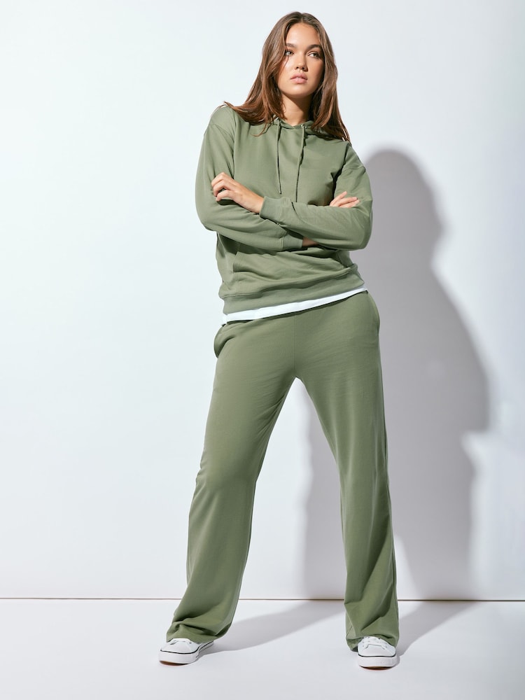 Long Tall Sally Green Wide Leg Joggers - Image 1 of 6