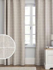Natural Windowpane Check Super Thermal Eyelet Curtains - Image 1 of 5
