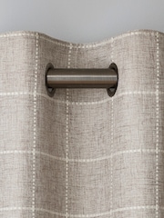 Natural Windowpane Check Super Thermal Eyelet Curtains - Image 3 of 5