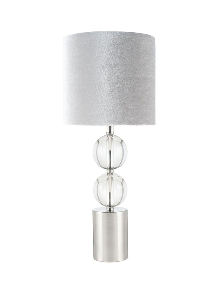 Pacific Silver Harris Clear Brushed Silver and Clear Glass Table Lamp - Image 2 of 2