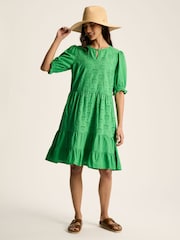 Joules Isabel Green Cotton Broderie Dress - Image 1 of 6