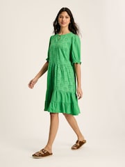 Joules Isabel Green Cotton Broderie Dress - Image 3 of 6