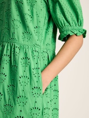 Joules Isabel Green Cotton Broderie Dress - Image 6 of 6