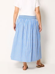 Yours Curve Blue Gingham Skirt - Image 3 of 5