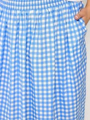 Yours Curve Blue Gingham Skirt - Image 4 of 5