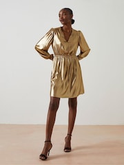 FatFace Natural Annabelle Metallic Dress - Image 1 of 7
