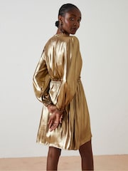 FatFace Natural Annabelle Metallic Dress - Image 3 of 7