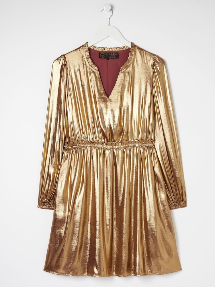 FatFace Natural Annabelle Metallic Dress - Image 7 of 7