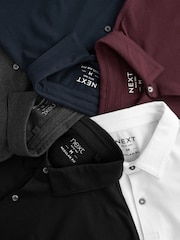 Navy/White/Burgundy/Black/Grey Regular Fit Regular Fit Short Sleeve Jersey Polo Shirts 5 Pack - Image 2 of 10