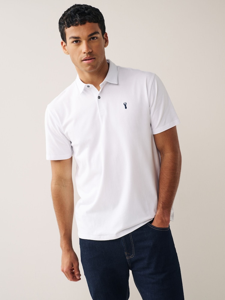 Navy/White/Burgundy/Black/Grey Regular Fit Regular Fit Short Sleeve Jersey Polo Shirts 5 Pack - Image 3 of 10