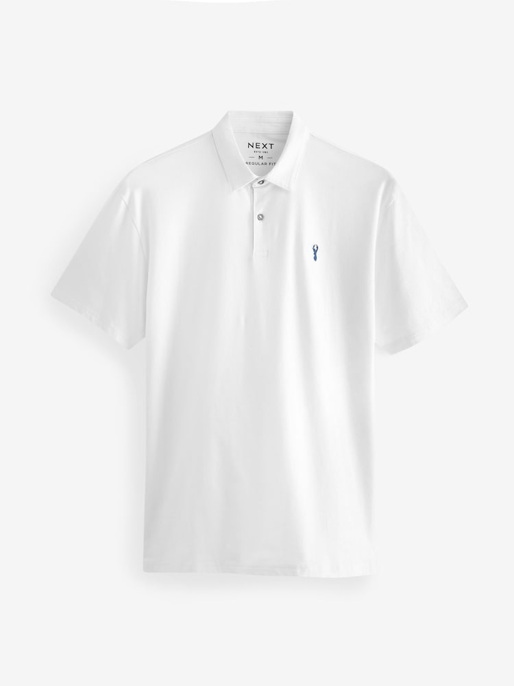 Navy/White/Burgundy/Black/Grey Regular Fit Regular Fit Short Sleeve Jersey Polo Shirts 5 Pack - Image 6 of 10