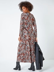 Dusk Multi Animal Animal Ruched Front Stretch Midi Dress - Image 3 of 5