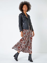 Dusk Multi Animal Animal Ruched Front Stretch Midi Dress - Image 4 of 5