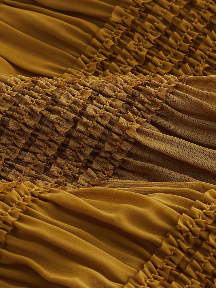Ochre Yellow Short Sleeve Smock Tie Back Top - Image 6 of 6 Ochre Yellow Short Sleeve Smock Tie Back Top - Image 6 of 6