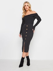 PixieGirl Petite Black Ribbed Button Skirt - Image 3 of 3