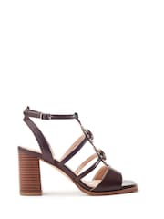 Moda in Pelle Brown Megarah Stone Detail Block Heel Sandals - Image 1 of 3