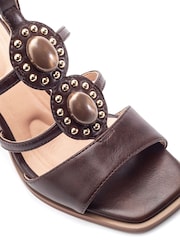 Moda in Pelle Brown Megarah Stone Detail Block Heel Sandals - Image 3 of 3
