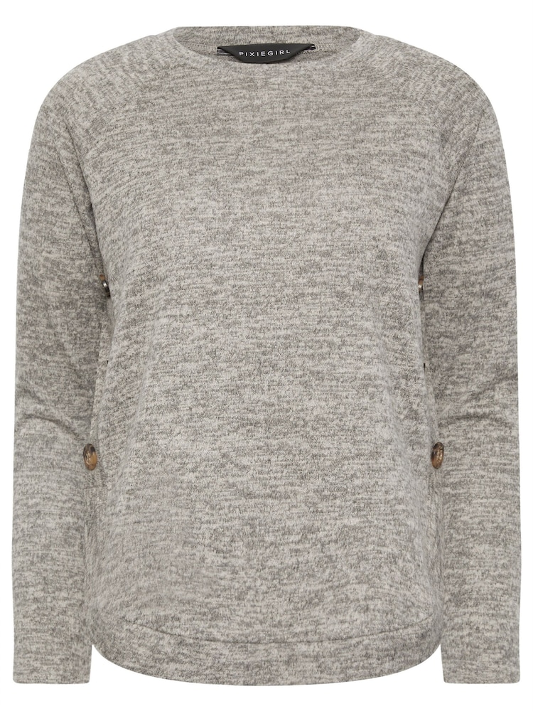 PixieGirl Petite Natural Button Hem Cosy Jumper - Image 5 of 5