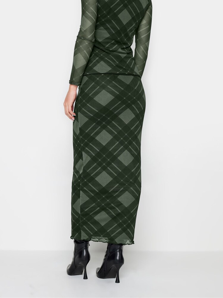 PixieGirl Petite Green Checked Maxi Mesh Skirt - Image 2 of 5 PixieGirl Petite Green Checked Maxi Mesh Skirt - Image 2 of 5