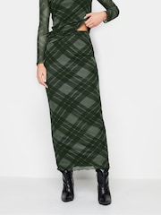 PixieGirl Petite Green Checked Maxi Mesh Skirt - Image 3 of 5