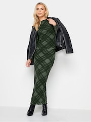 PixieGirl Petite Green Checked Maxi Mesh Skirt - Image 4 of 5