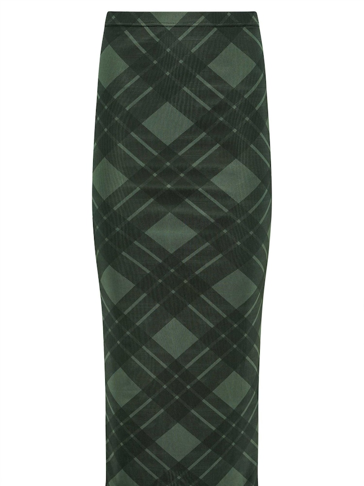 PixieGirl Petite Green Checked Maxi Mesh Skirt - Image 5 of 5