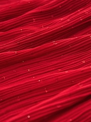 Red Pleated Sparkle Tie  Neck Long Sleeve Blouse - Image 6 of 7