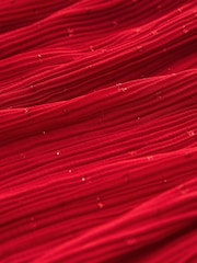 Red Pleated Sparkle Tie  Neck Long Sleeve Blouse - Image 7 of 7