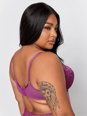 Yours Curve Purple & Black Satin Lace Padded Bras 2 Pack - Image 4 of 5