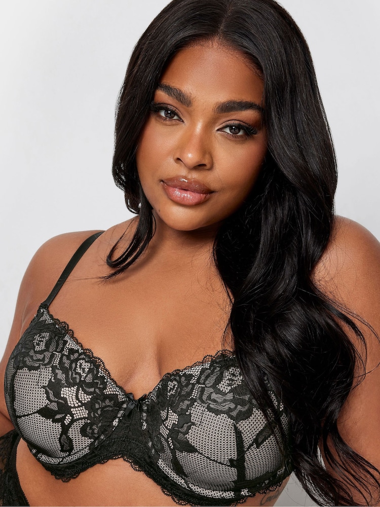 Yours Curve Purple & Black Satin Lace Padded Bras 2 Pack - Image 5 of 5
