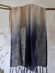French Connection Indigo Alawi Ombre 100% Linen Throw - Image 1 of 2