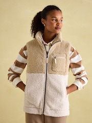 Joules Mallory Cream Fleece Gilet - Image 1 of 7