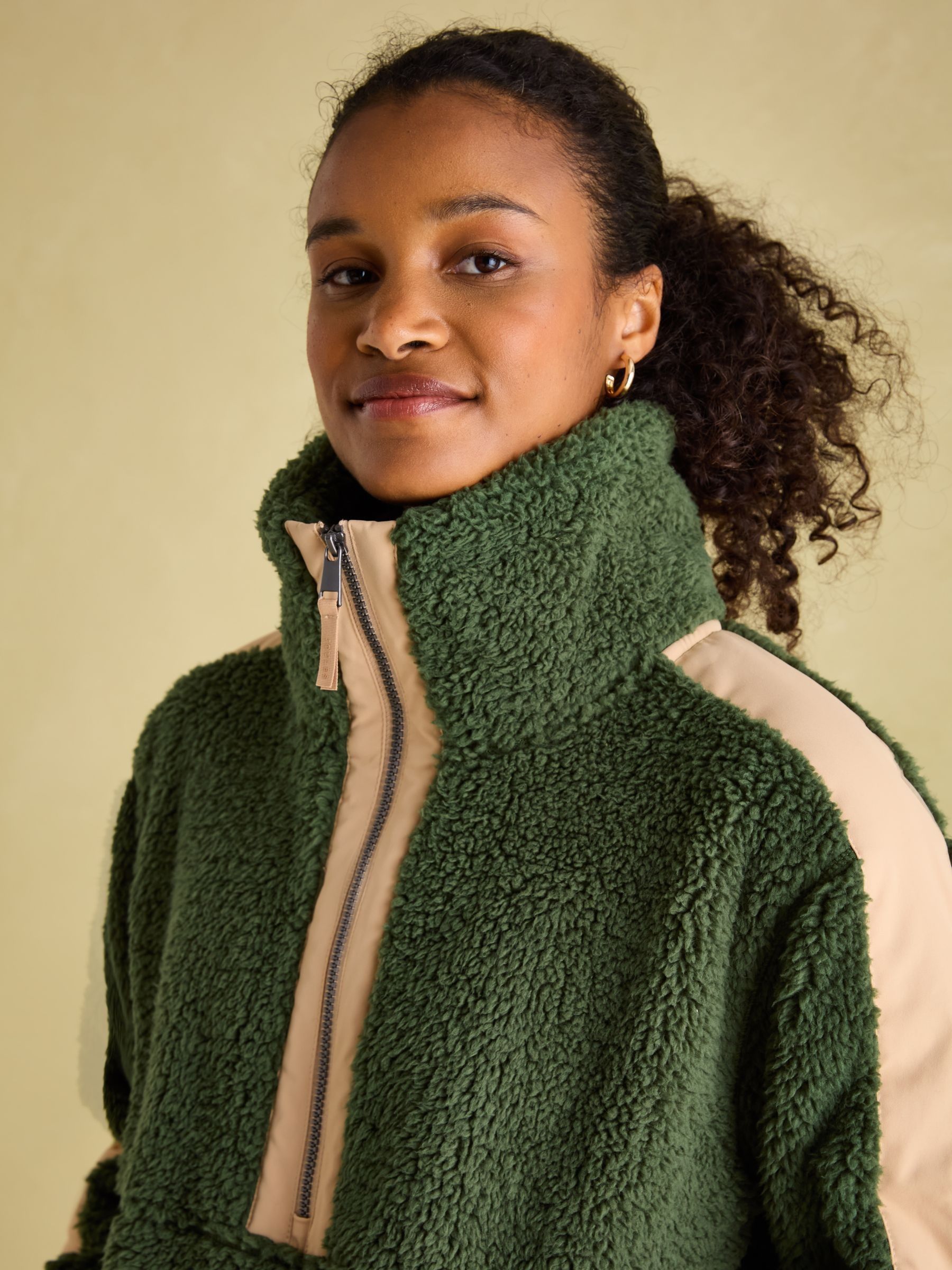 Joules Tilly Green Quarter Zip Fleece | Laura Ashley