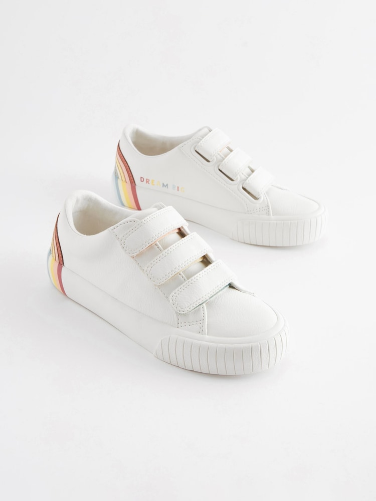 White Rainbow Wide Fit (G) Touch Fastening Trainers - Image 1 of 7
