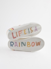 White Rainbow Wide Fit (G) Touch Fastening Trainers - Image 4 of 7