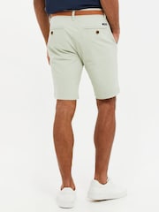 Threadbare Green Cotton Stretch Turn-Up Chino Shorts with Woven Belt - Image 2 of 4