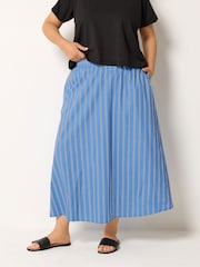 Yours Curve Blue Stripe Skirt - Image 1 of 6