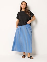 Yours Curve Blue Stripe Skirt - Image 2 of 6