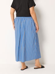 Yours Curve Blue Stripe Skirt - Image 4 of 6