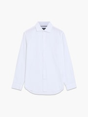 French Connection White Cotton Seersucker Pinstripe Button Long Sleeve Shirt - Image 3 of 6