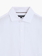 French Connection White Cotton Seersucker Pinstripe Button Long Sleeve Shirt - Image 5 of 6