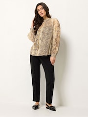 M&Co Brown Gathered Neck Blouse - Image 2 of 5