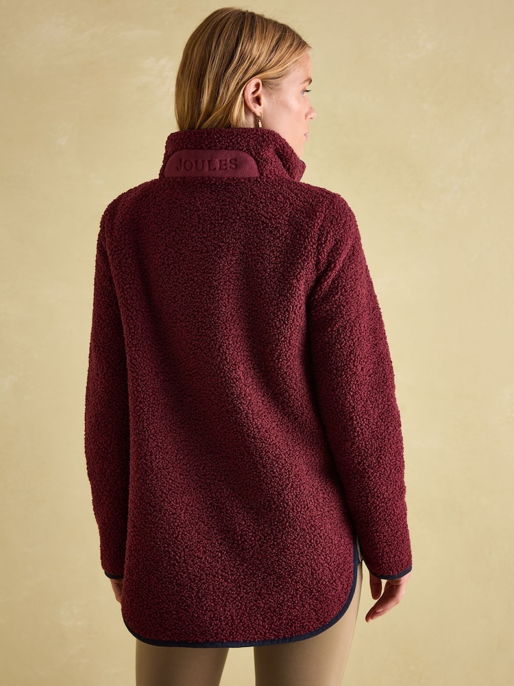 Joules Aldeburgh Burgundy Quarter Zip Fleece - Image 2 of 8 Joules Aldeburgh Burgundy Quarter Zip Fleece - Image 2 of 8