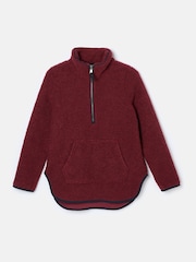 Joules Aldeburgh Burgundy Quarter Zip Fleece - Image 8 of 8