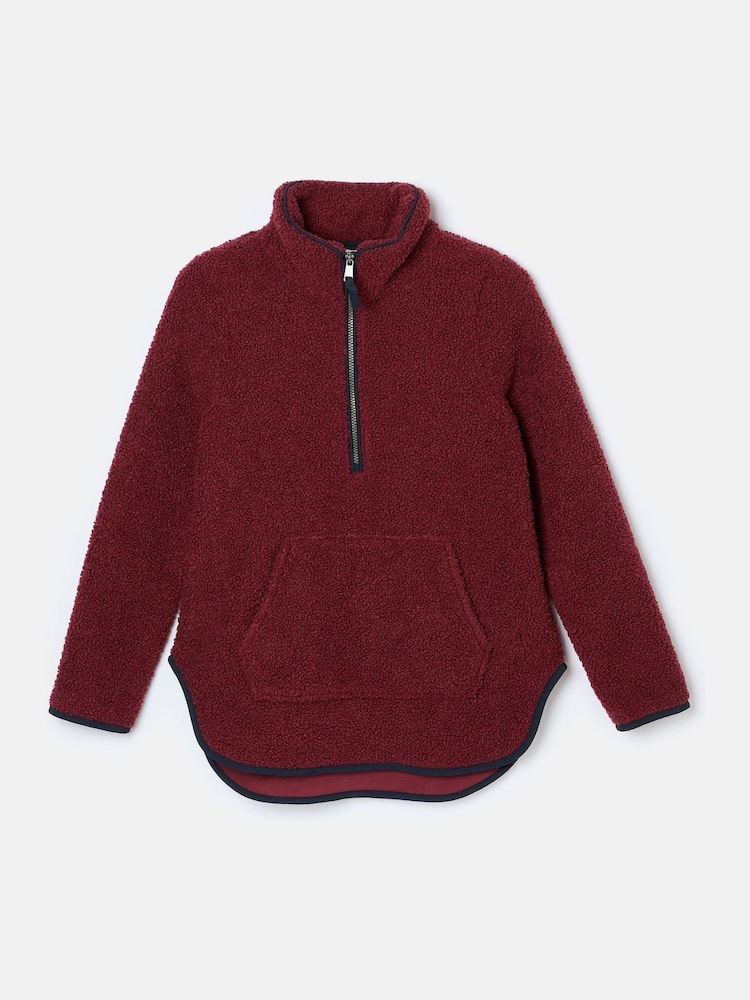 Joules Aldeburgh Burgundy Quarter Zip Fleece - Image 8 of 8